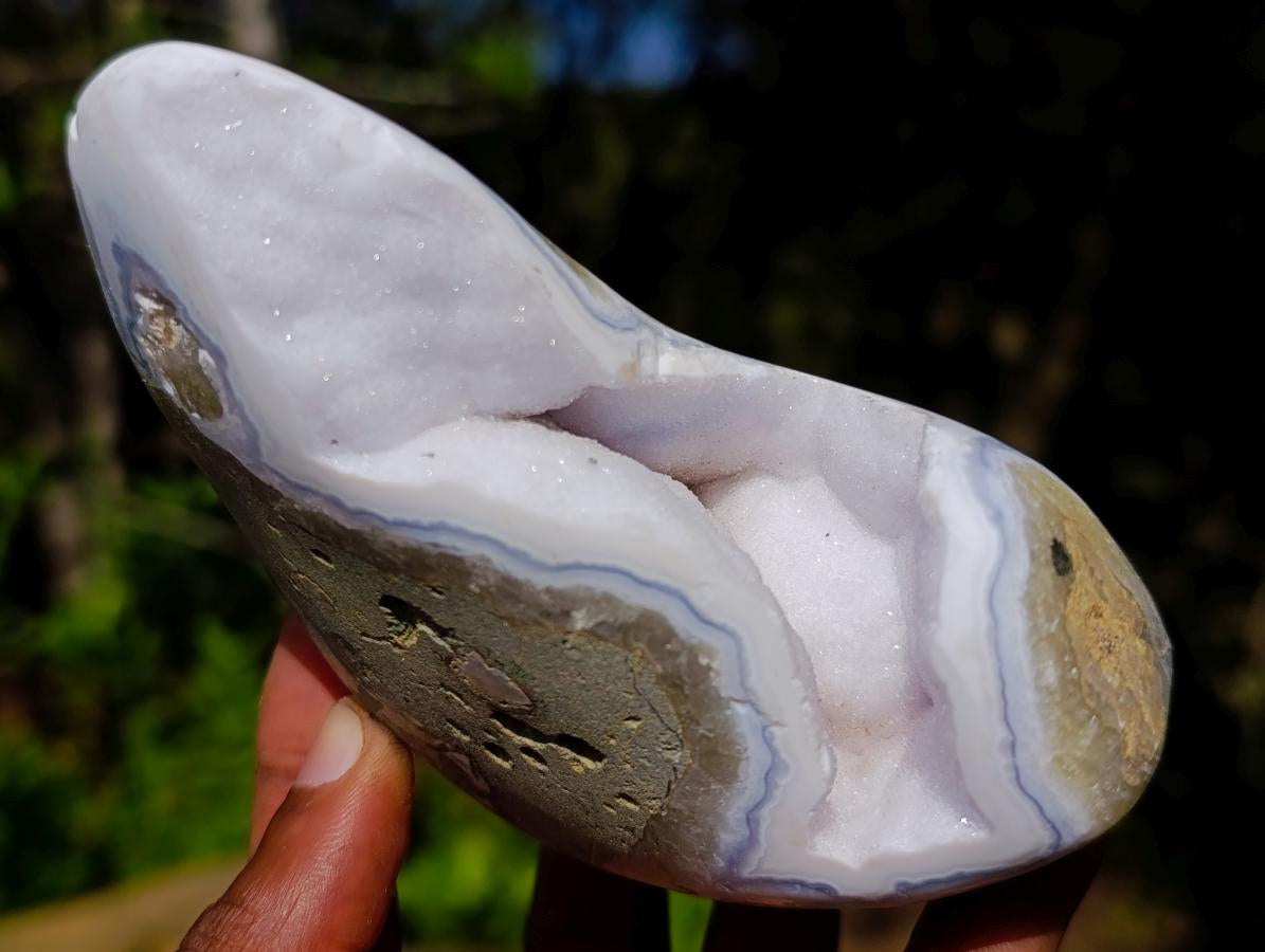 Polished Blue Lace Agate Standing Display Pieces x 2 From Nsanje, Malawi - Toprock Gemstones and Minerals 