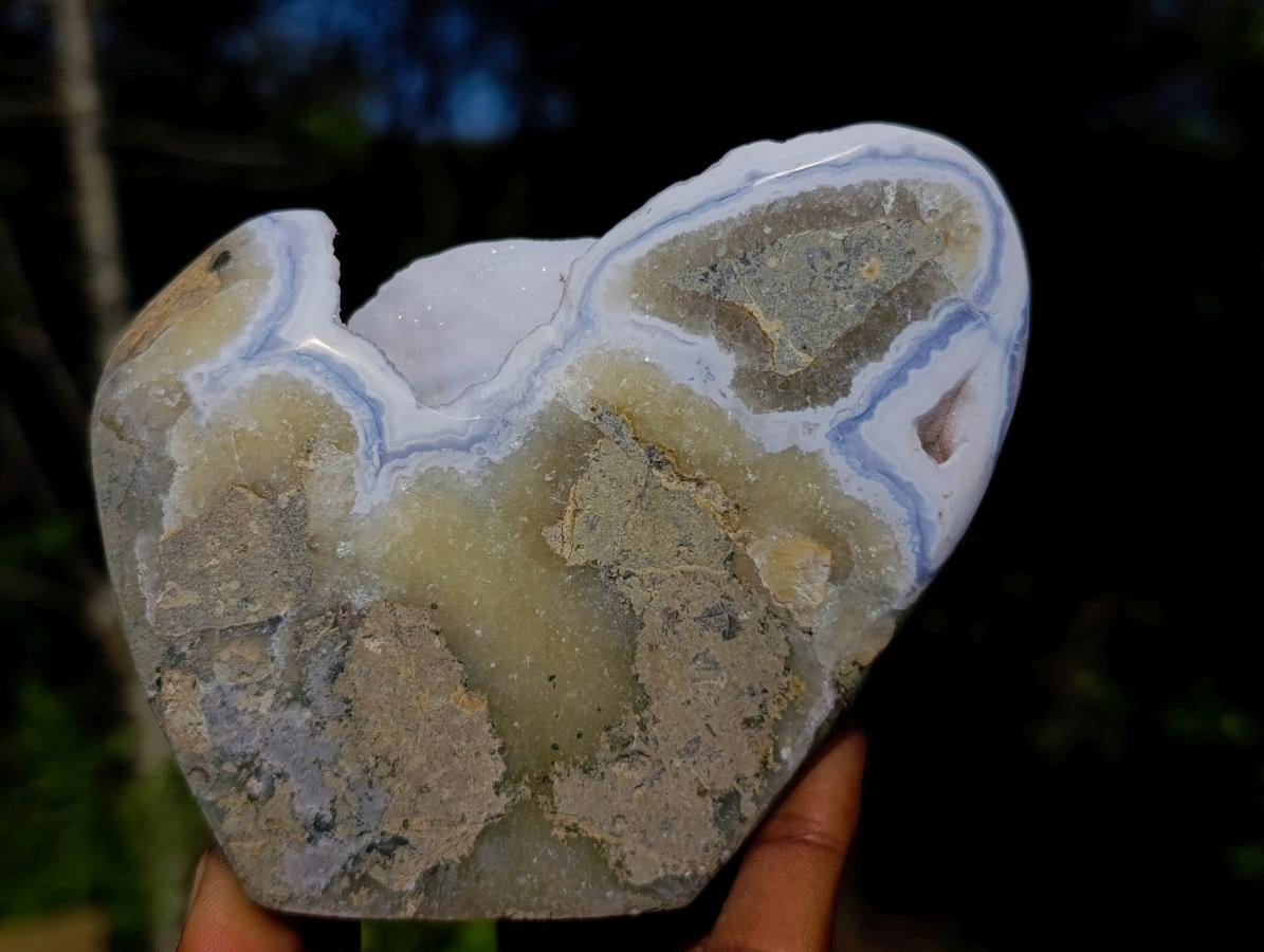 Polished Blue Lace Agate Standing Display Pieces x 2 From Nsanje, Malawi - Toprock Gemstones and Minerals 