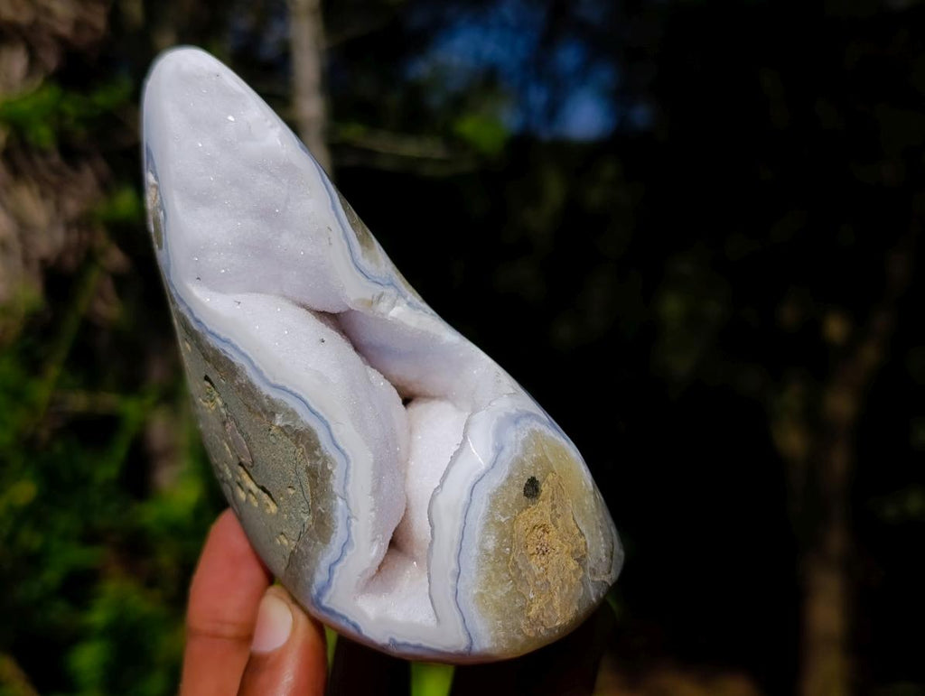 Polished Blue Lace Agate Standing Display Pieces x 2 From Nsanje, Malawi - Toprock Gemstones and Minerals 