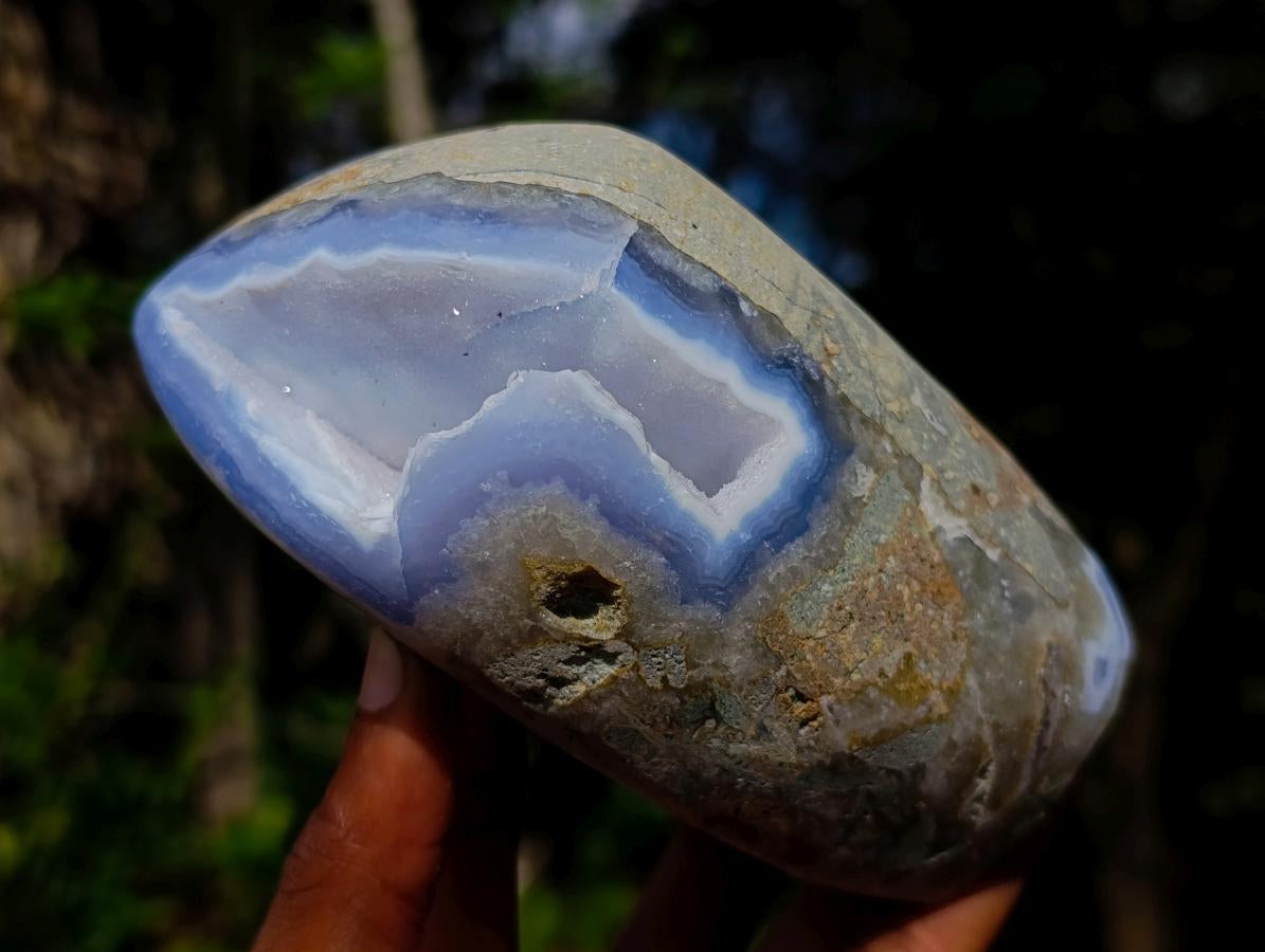 Polished Blue Lace Agate Standing Display Pieces x 2 From Nsanje, Malawi - Toprock Gemstones and Minerals 