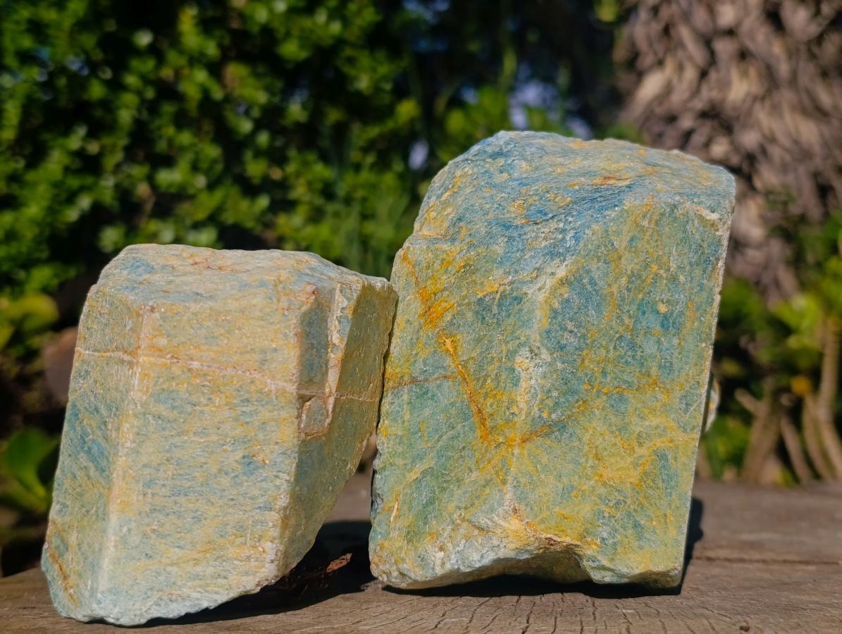 Natural Cobbed Aquamarine Specimens x 2 From Northern Cape, South Africa - Toprock Gemstones and Minerals 