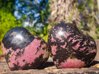 Polished Rhodonite Gemstone Hearts and Eggs x 6 From Ambindavato, Madagascar - Toprock Gemstones and Minerals 