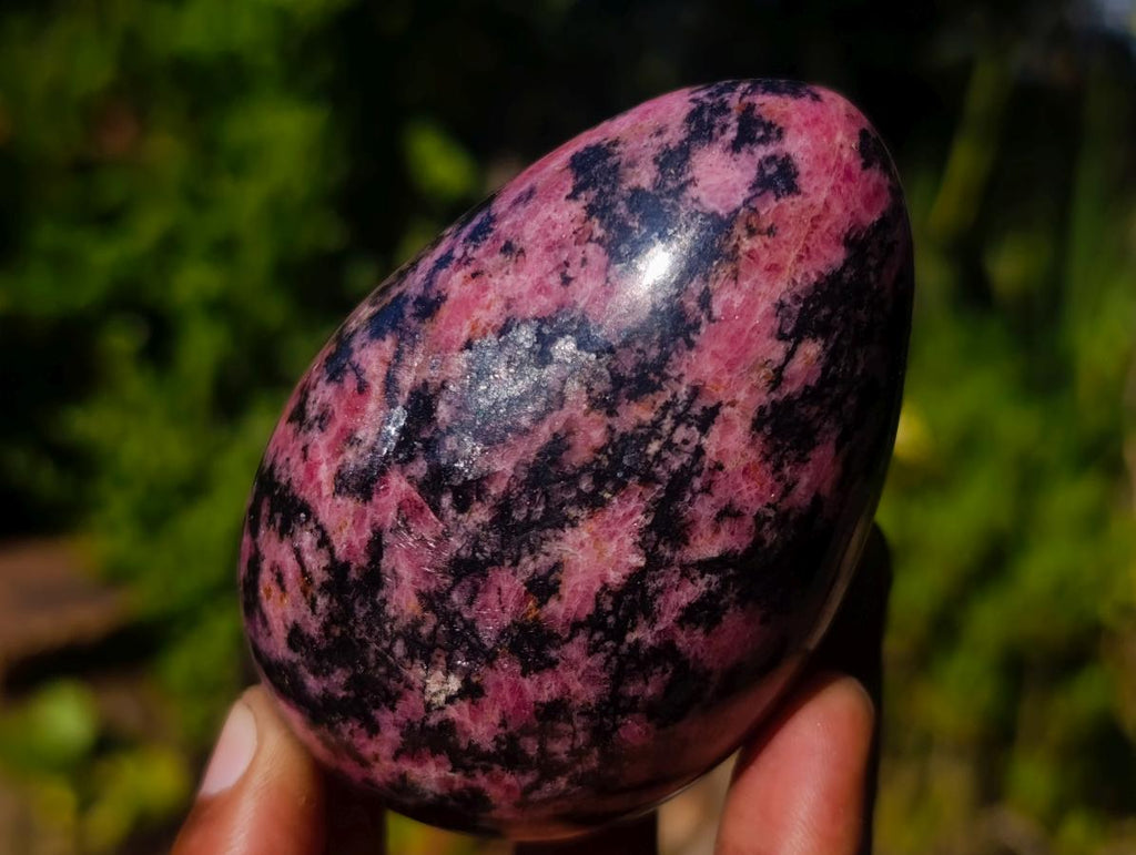 Polished Rhodonite Gemstone Hearts and Eggs x 6 From Ambindavato, Madagascar - Toprock Gemstones and Minerals 