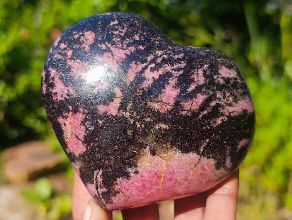 Polished Rhodonite Gemstone Hearts and Eggs x 6 From Ambindavato, Madagascar - Toprock Gemstones and Minerals 