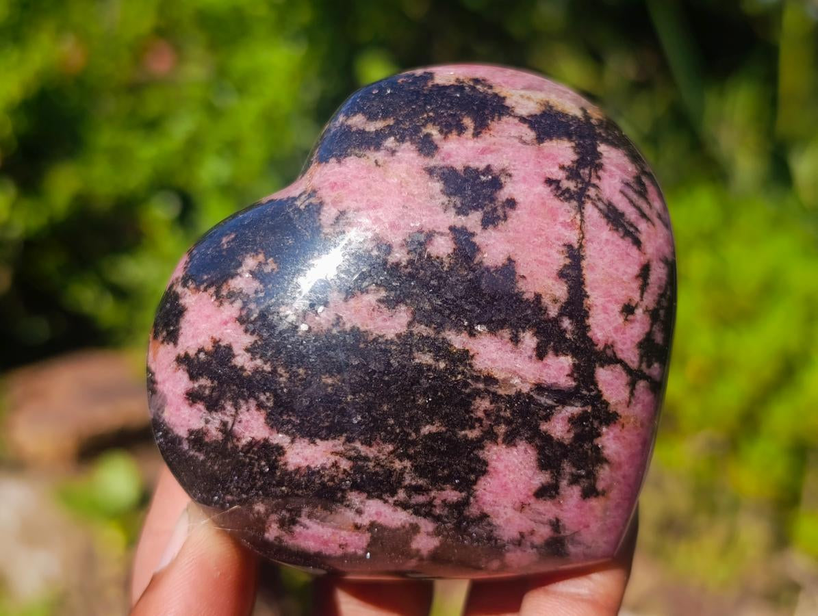 Polished Rhodonite Gemstone Hearts and Eggs x 6 From Ambindavato, Madagascar - Toprock Gemstones and Minerals 
