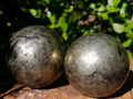 Polished Basalt Pharaoh Stone Spheres x 2 From Iron Duke Mine, Zimbabwe - Toprock Gemstones and Minerals 