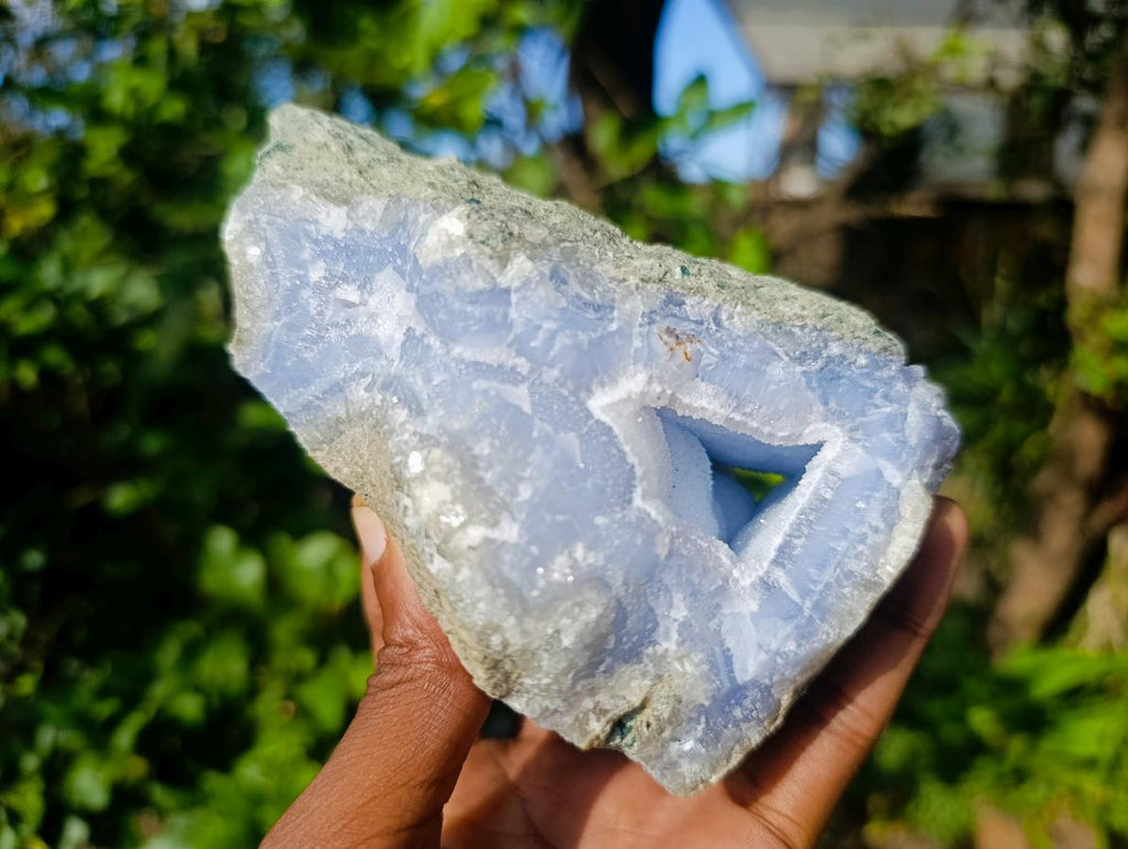 Natural Blue Lace Agate Geode Specimens x 4 From Nsanje, Malawi - Toprock Gemstones and Minerals 