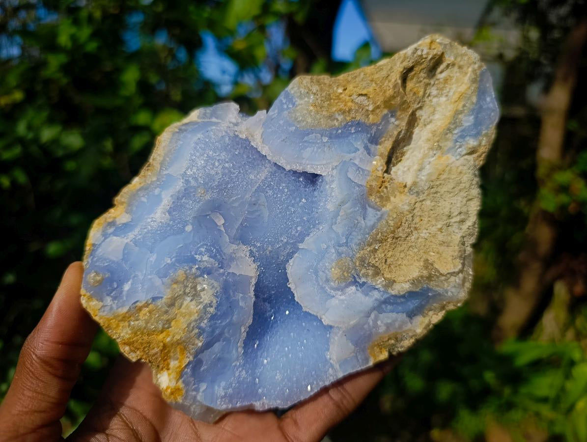 Natural Blue Lace Agate Geode Specimens x 4 From Nsanje, Malawi - Toprock Gemstones and Minerals 