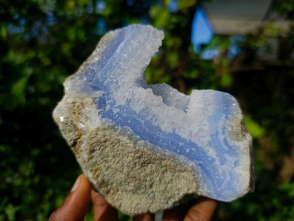 Natural Blue Lace Agate Geode Specimens x 4 From Nsanje, Malawi - Toprock Gemstones and Minerals 