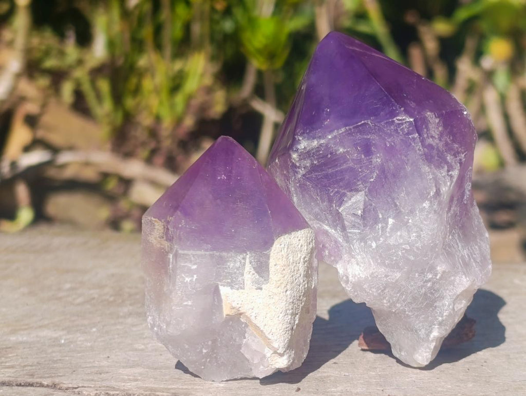 Polished Jacaranda Amethyst Crystals x 6 From Mumbwa, Zambia - Toprock Gemstones and Minerals 