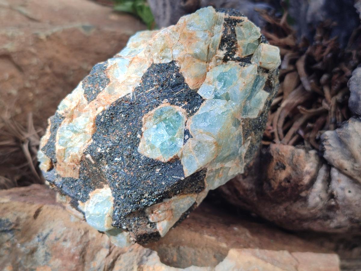 Natural Rare Aquamarine in Black Tourmaline Specimens x 3 From Karibib, Namibia - Toprock Gemstones and Minerals 