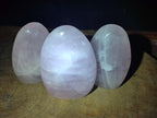 Polished Gemmy Rose Quartz Standing Display Pieces x 3 From Madagascar - Toprock Gemstones and Minerals 