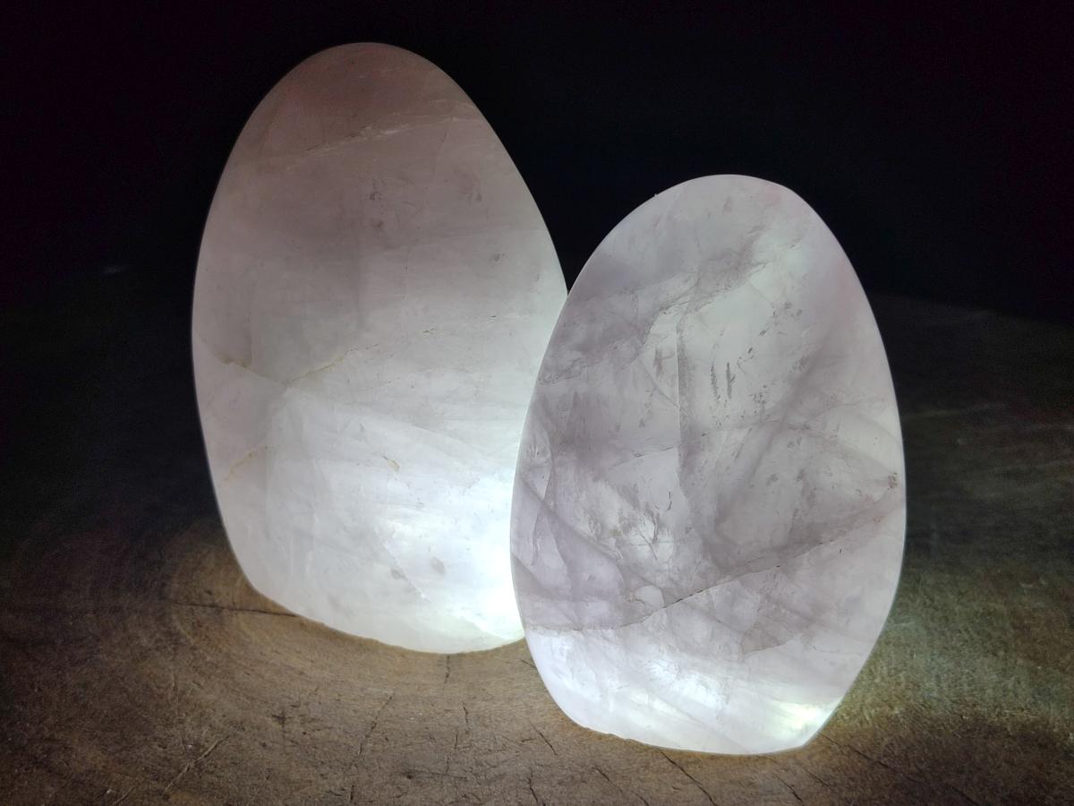 Polished Gemmy Rose Quartz Standing Display Pieces x 3 From Madagascar - Toprock Gemstones and Minerals 