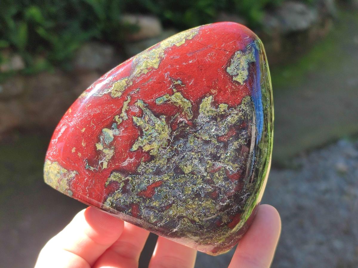Polished Bastite Dragonsblood Stone Standing Display Pieces x 3 From Tshipise, South Africa - Toprock Gemstones and Minerals 