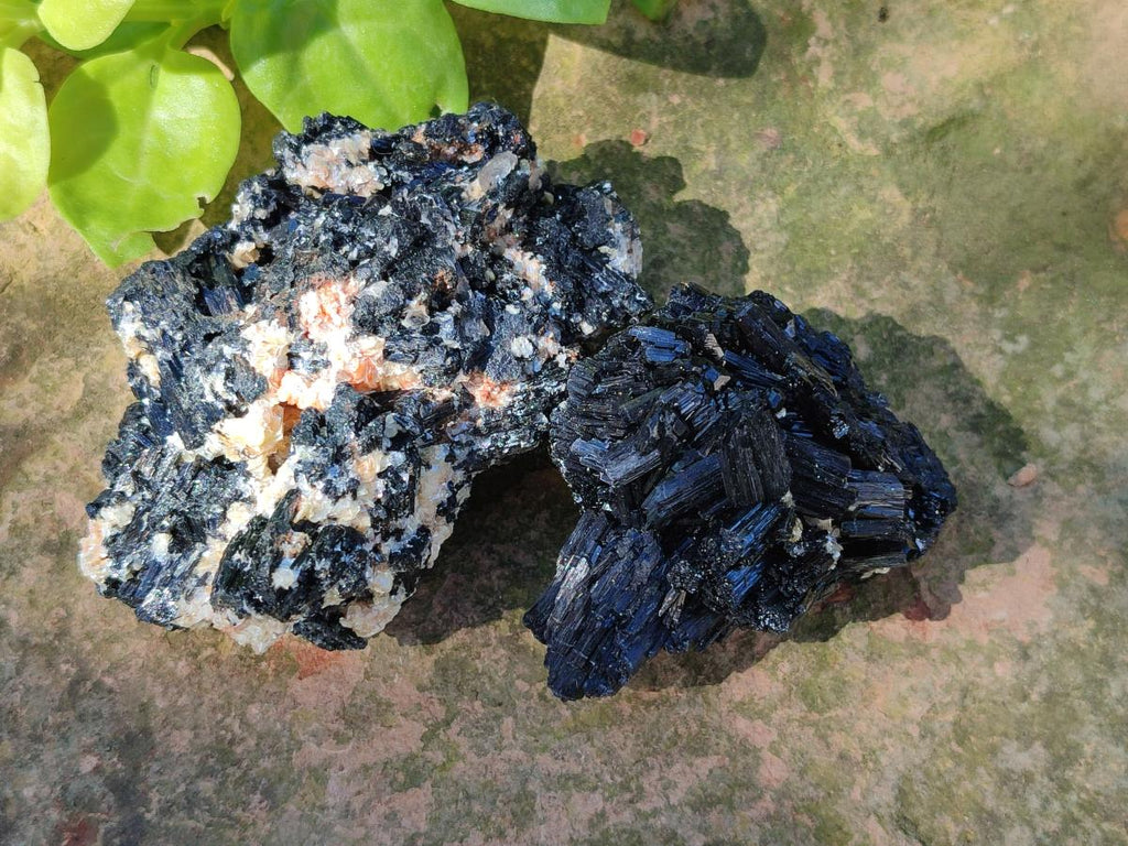 Natural Schorl Black Tourmaline with Muscovite Mica and Feldspar Specimens x 6 From Erongo, Namibia - Toprock Gemstones and Minerals 