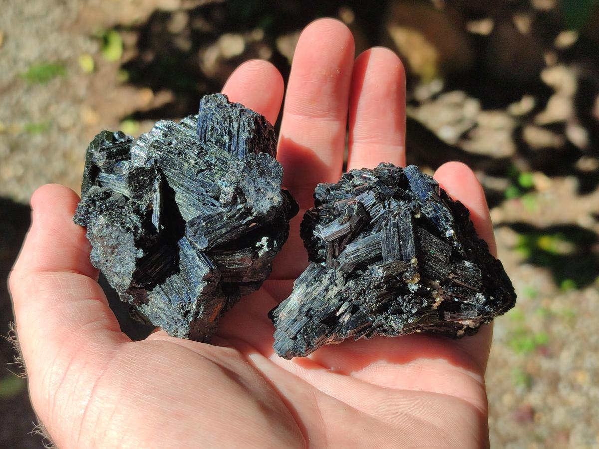Natural Schorl Black Tourmaline with Muscovite Mica and Feldspar Specimens x 6 From Erongo, Namibia - Toprock Gemstones and Minerals 