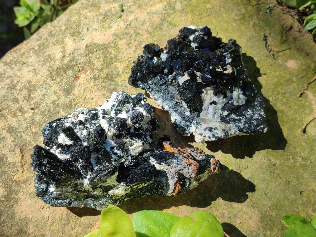 Natural Schorl Black Tourmaline with Muscovite Mica and Feldspar Specimens x 6 From Erongo, Namibia - Toprock Gemstones and Minerals 