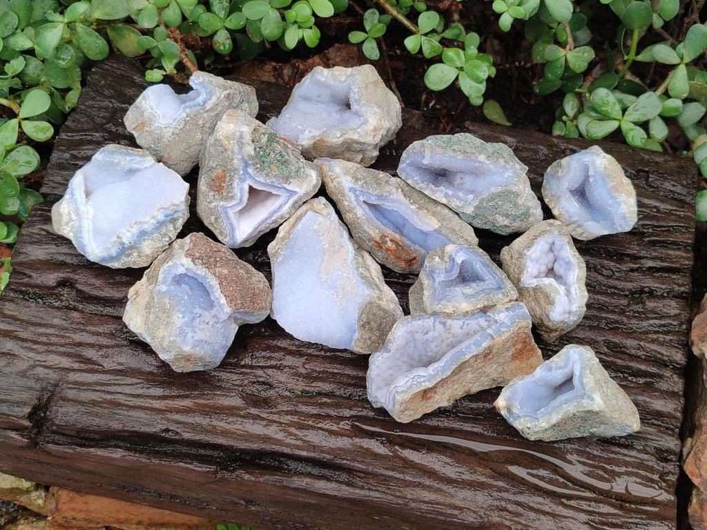 Natural Blue Lace Agate Geode Specimens x 24 From Nsanje, Malawi - Toprock Gemstones and Minerals 