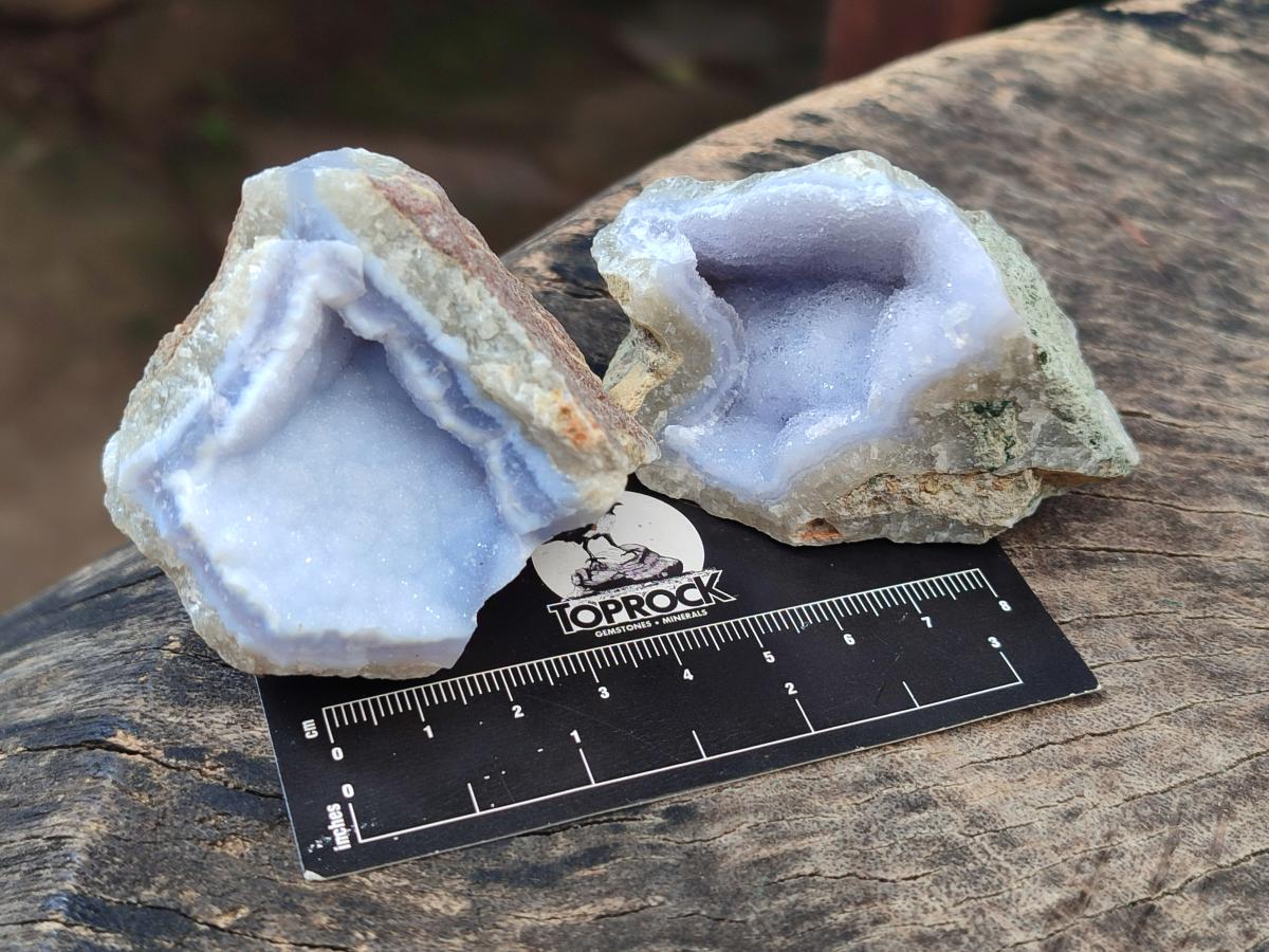 Natural Blue Lace Agate Geode Specimens x 24 From Nsanje, Malawi - Toprock Gemstones and Minerals 