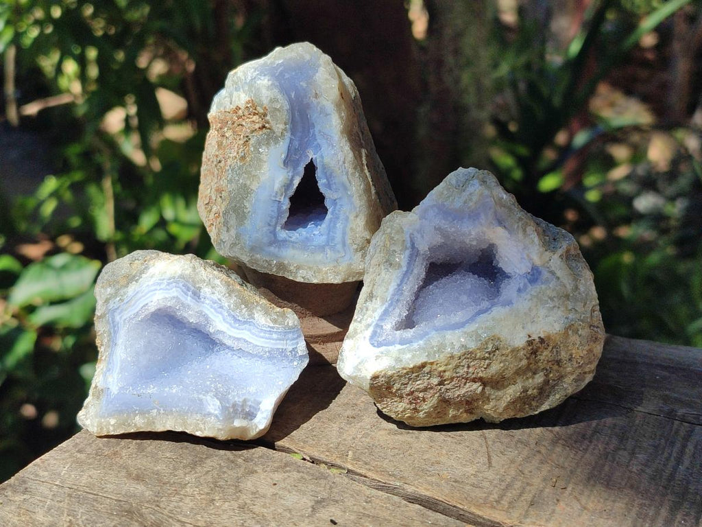 Natural Blue Lace Agate Geode Specimens x 24 From Nsanje, Malawi - Toprock Gemstones and Minerals 