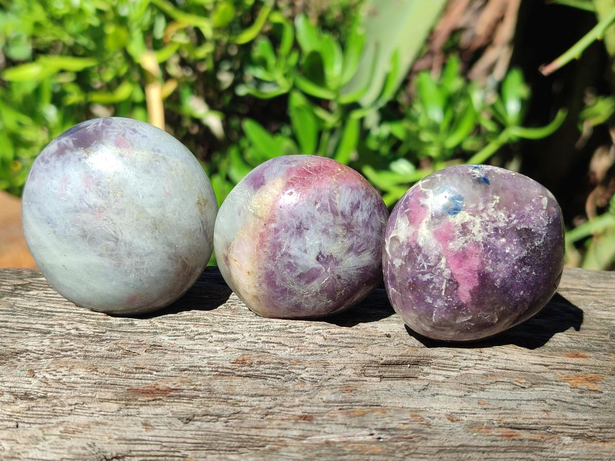 Polished Lepidolite Galets x 24 From Ambatondrazaka, Madagascar - Toprock Gemstones and Minerals 
