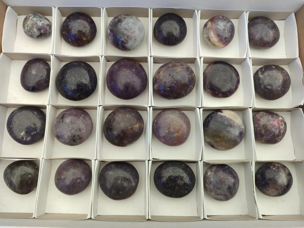 Polished Lepidolite Galets x 24 From Ambatondrazaka, Madagascar - Toprock Gemstones and Minerals 