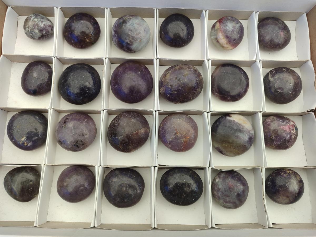 Polished Lepidolite Galets x 24 From Ambatondrazaka, Madagascar - Toprock Gemstones and Minerals 