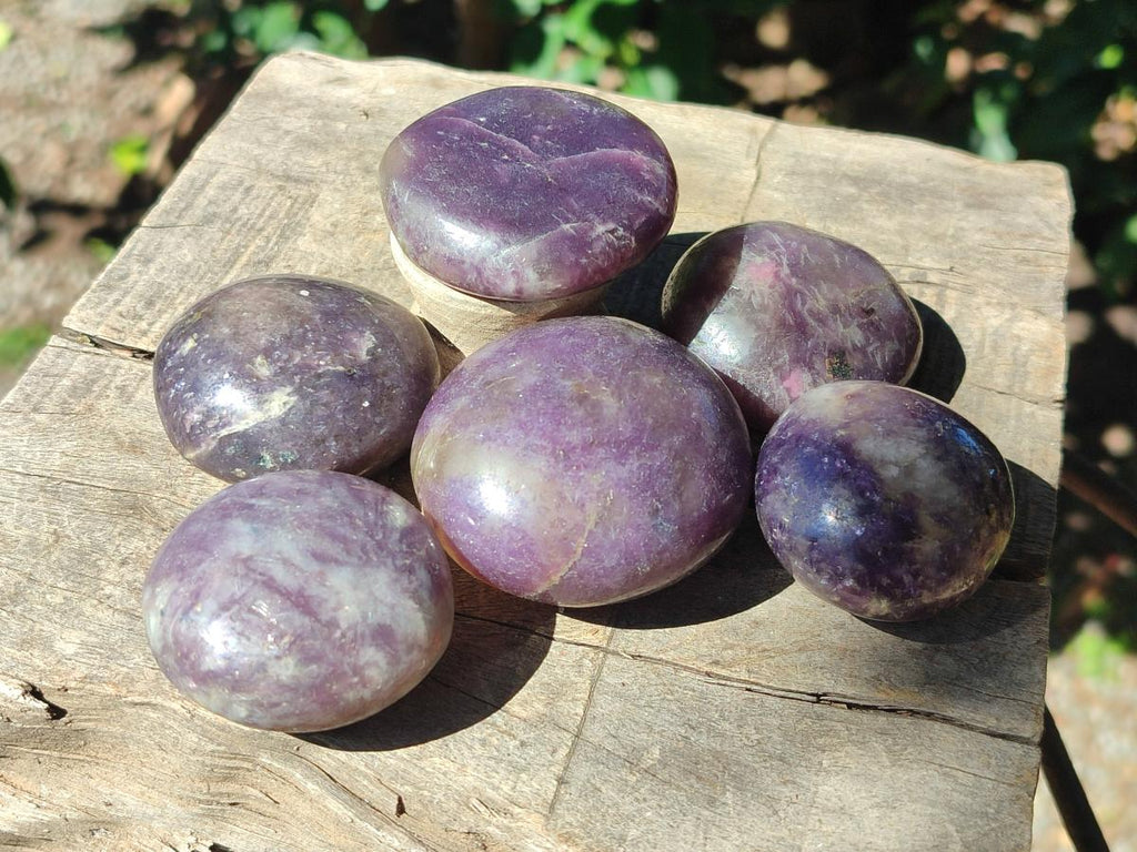 Polished Lepidolite Galets x 24 From Ambatondrazaka, Madagascar - Toprock Gemstones and Minerals 