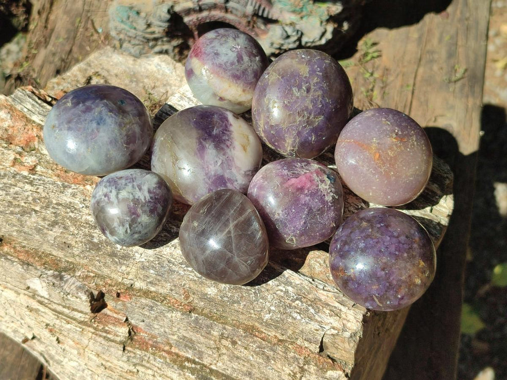 Polished Lepidolite Galets x 24 From Ambatondrazaka, Madagascar - Toprock Gemstones and Minerals 