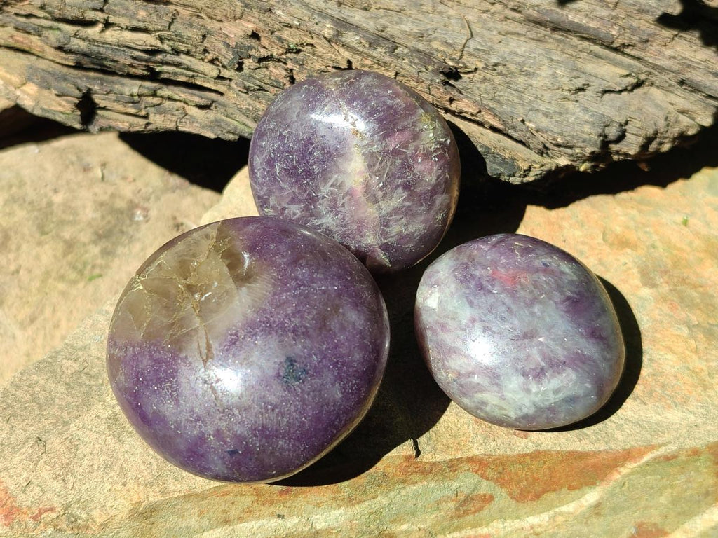 Polished Lepidolite Galets x 24 From Ambatondrazaka, Madagascar - Toprock Gemstones and Minerals 