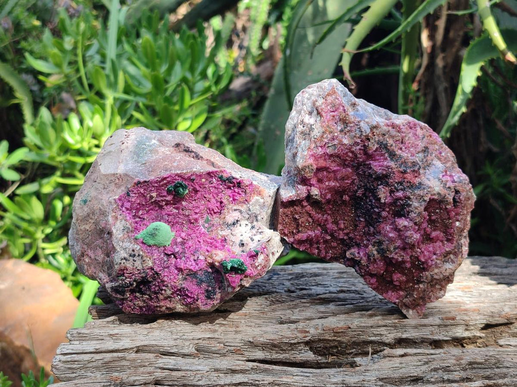 Natural Spherocobaltite Specimens with Silky Malachite, Heterogenite and Kolwezite Specimens x 2 From Musonoi Mine, Congo - Toprock Gemstones and Minerals 