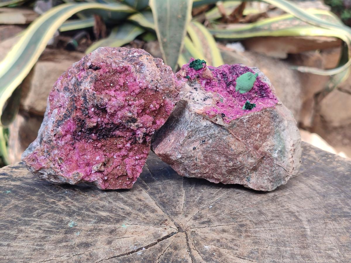 Natural Spherocobaltite Specimens with Silky Malachite, Heterogenite and Kolwezite Specimens x 2 From Musonoi Mine, Congo - Toprock Gemstones and Minerals 