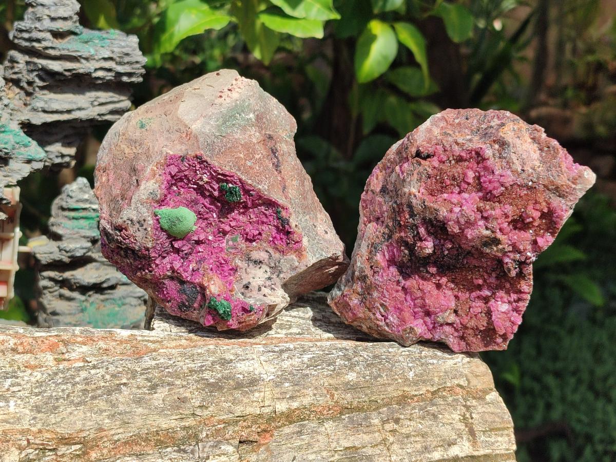 Natural Spherocobaltite Specimens with Silky Malachite, Heterogenite and Kolwezite Specimens x 2 From Musonoi Mine, Congo - Toprock Gemstones and Minerals 