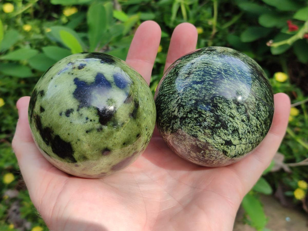 Polished Leopard Stone Spheres x 3 From Zimbabwe - Toprock Gemstones and Minerals 