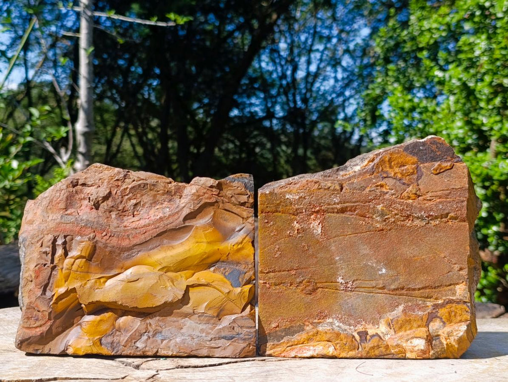 Natural Golden Blue Tigers Eye Slabs x 2 From Prieska, South Africa - Toprock Gemstones and Minerals 