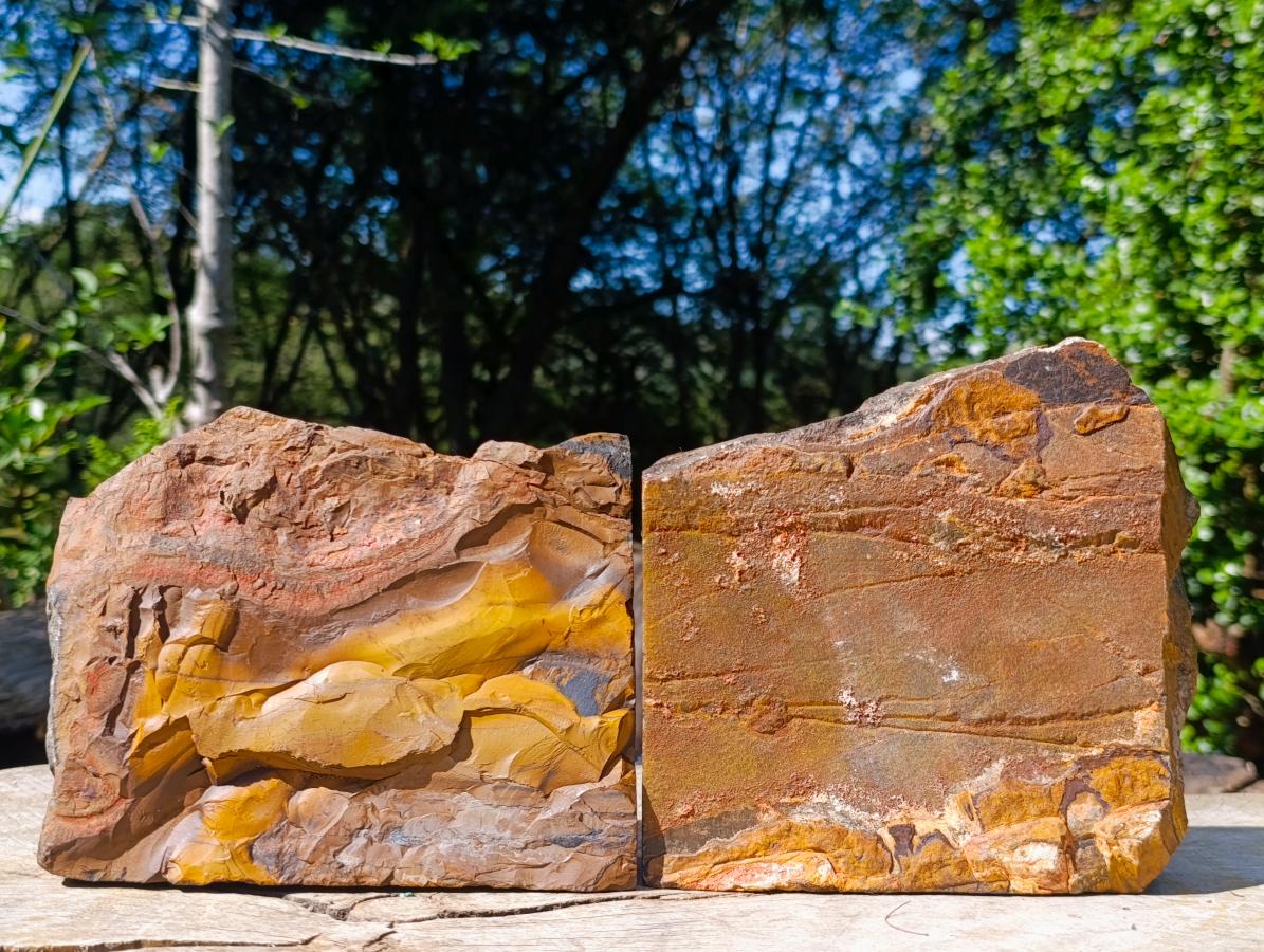 Natural Golden Blue Tigers Eye Slabs x 2 From Prieska, South Africa - Toprock Gemstones and Minerals 