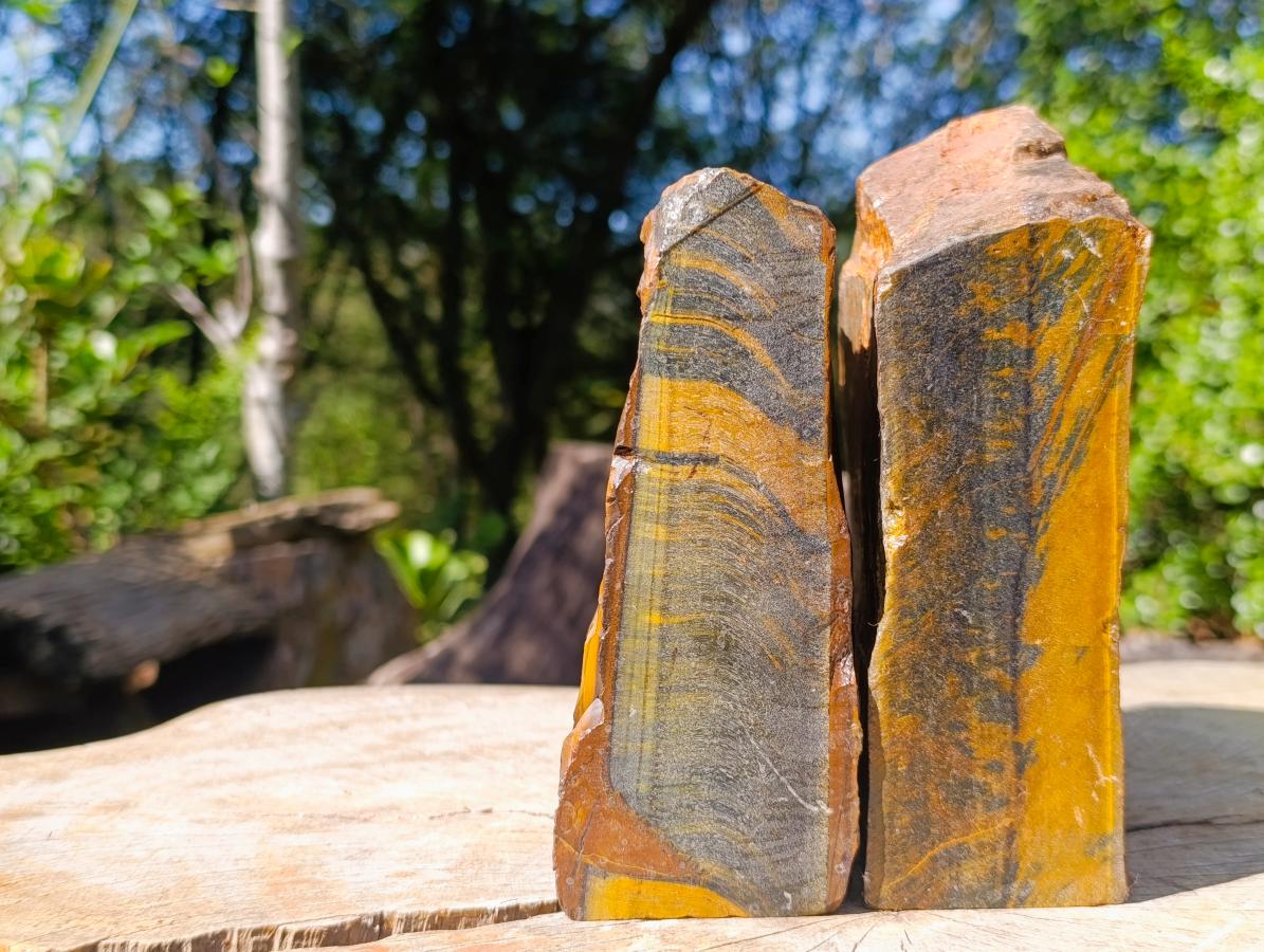 Natural Golden Blue Tigers Eye Slabs x 2 From Prieska, South Africa - Toprock Gemstones and Minerals 