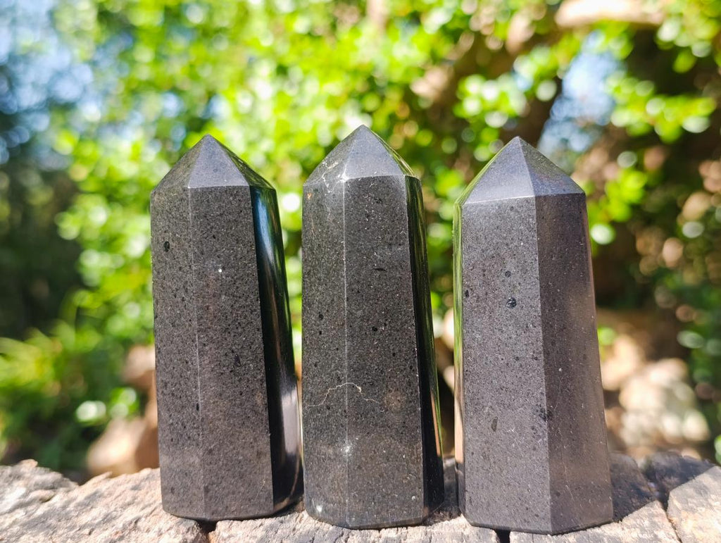 Polished Black Basalt Display Crystals x 12 From Madagascar - Toprock Gemstones and Minerals 