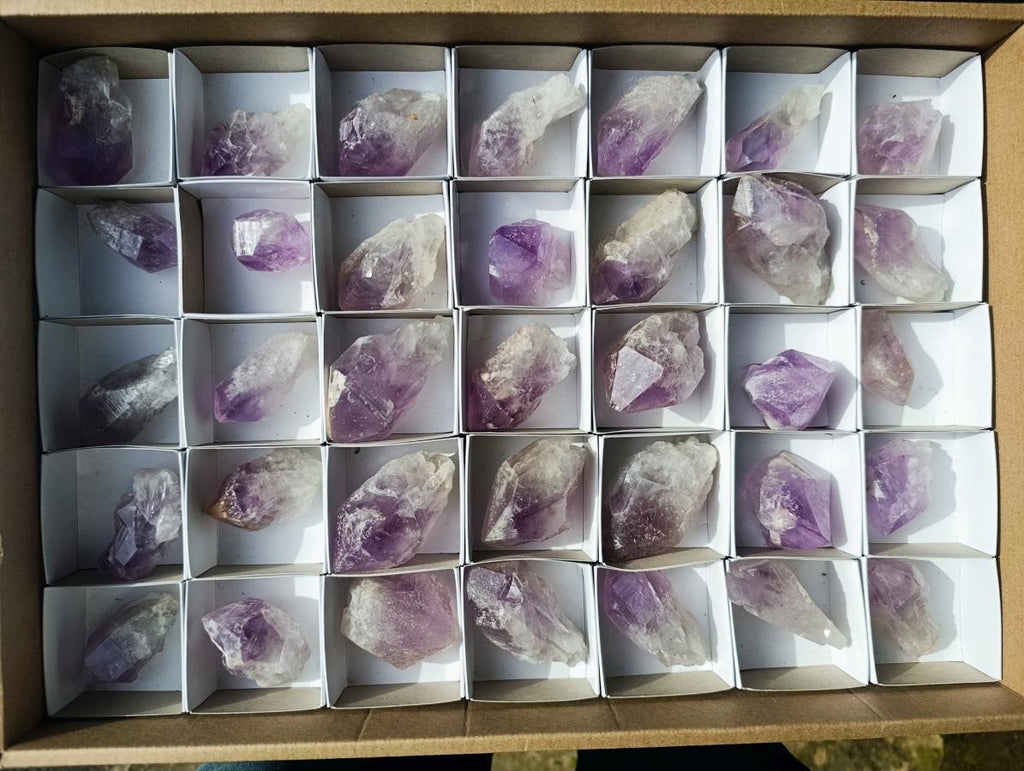 Natural Jacaranda Amethyst Single Crystals x 35 From Mumbwa, Zambia