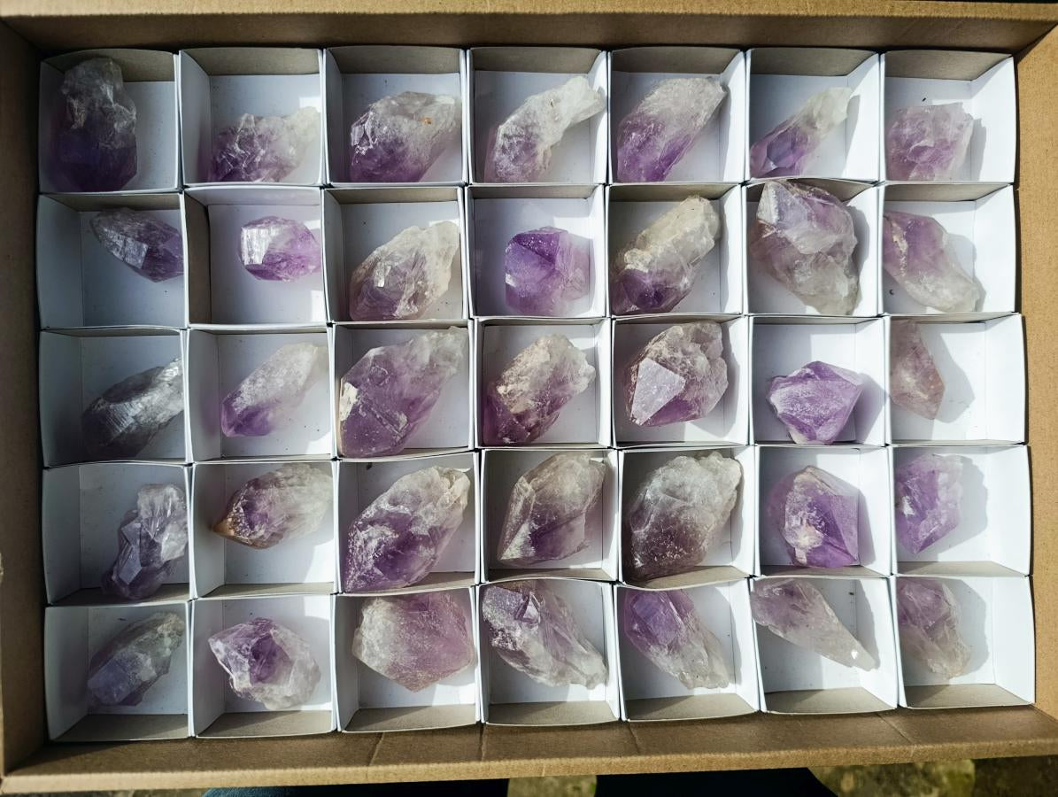 Natural Jacaranda Amethyst Single Crystals x 35 From Mumbwa, Zambia