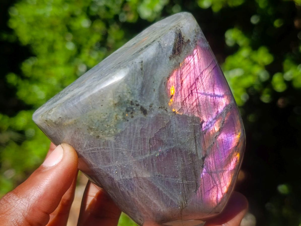 Polished Rare Purple Sunset Flash Labradorite Standing Display Pieces x 2 From Madagascar