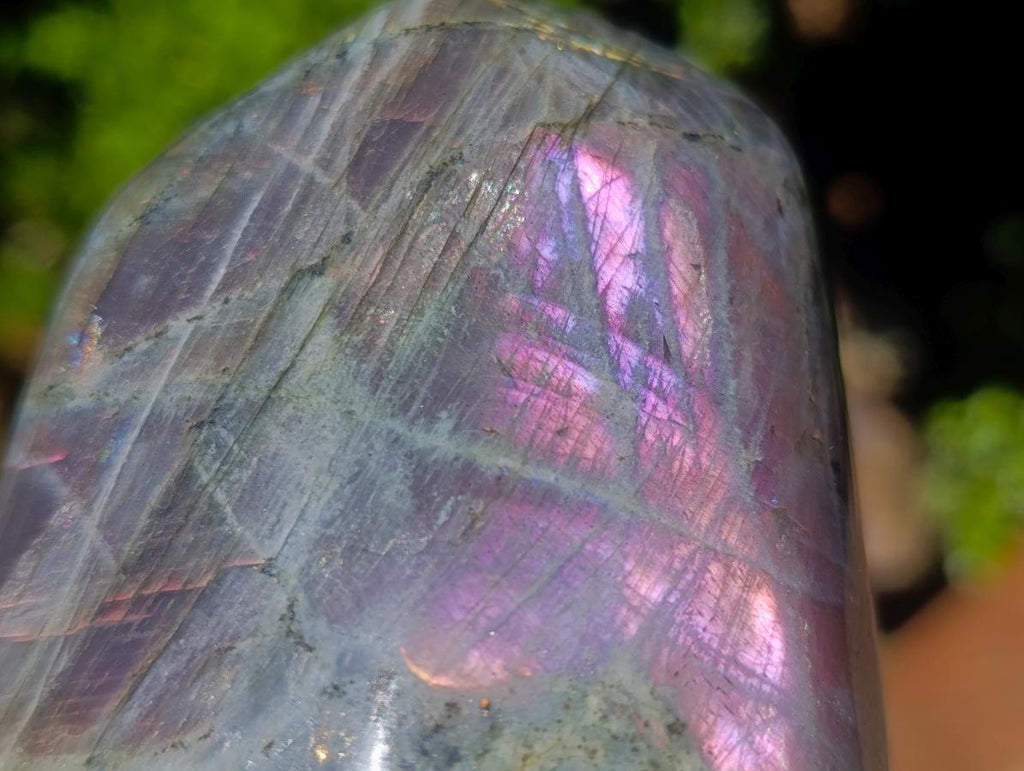 Polished Rare Purple Sunset Flash Labradorite Standing Display Pieces x 2 From Madagascar