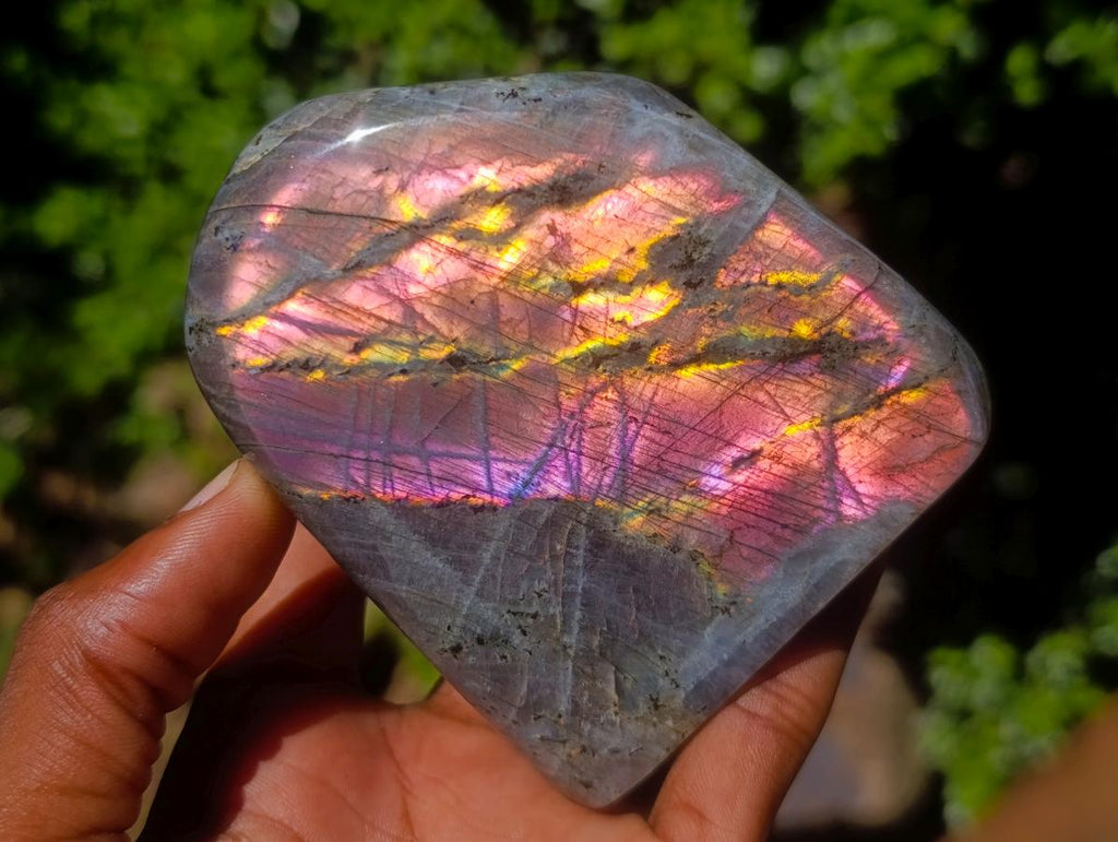 Polished Rare Purple Sunset Flash Labradorite Standing Display Pieces x 2 From Madagascar