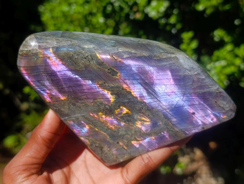 Polished Rare Purple Sunset Flash Labradorite Standing Display Pieces x 2 From Madagascar