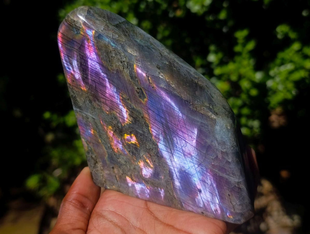 Polished Rare Purple Sunset Flash Labradorite Standing Display Pieces x 2 From Madagascar