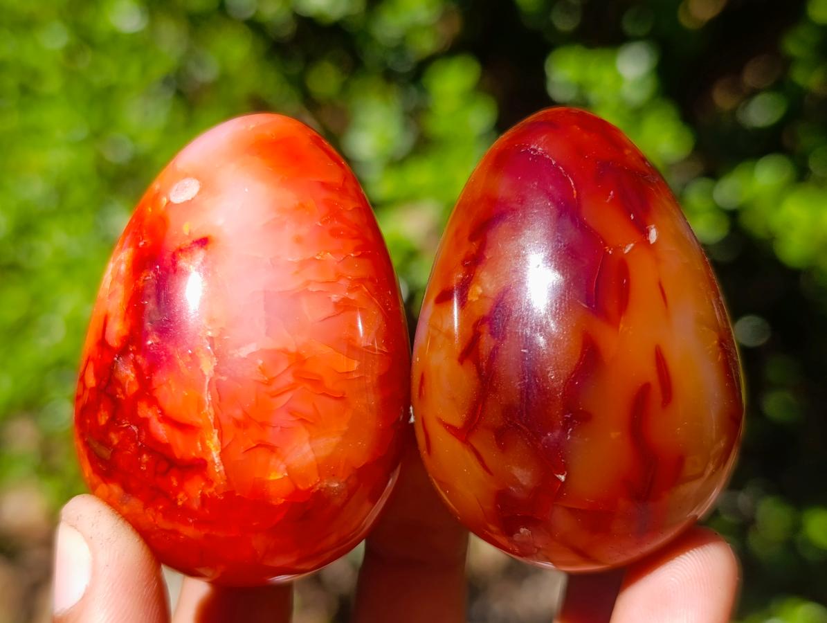 Polished Carnelian Agate Gemstone Eggs x 12 From Madagascar - Toprock Gemstones and Minerals 