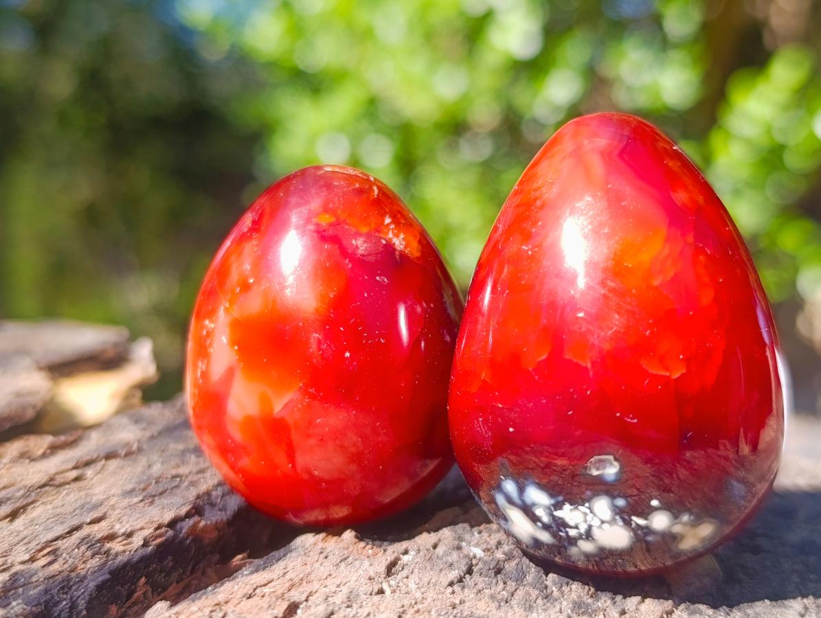 Polished Carnelian Agate Gemstone Eggs x 12 From Madagascar - Toprock Gemstones and Minerals 