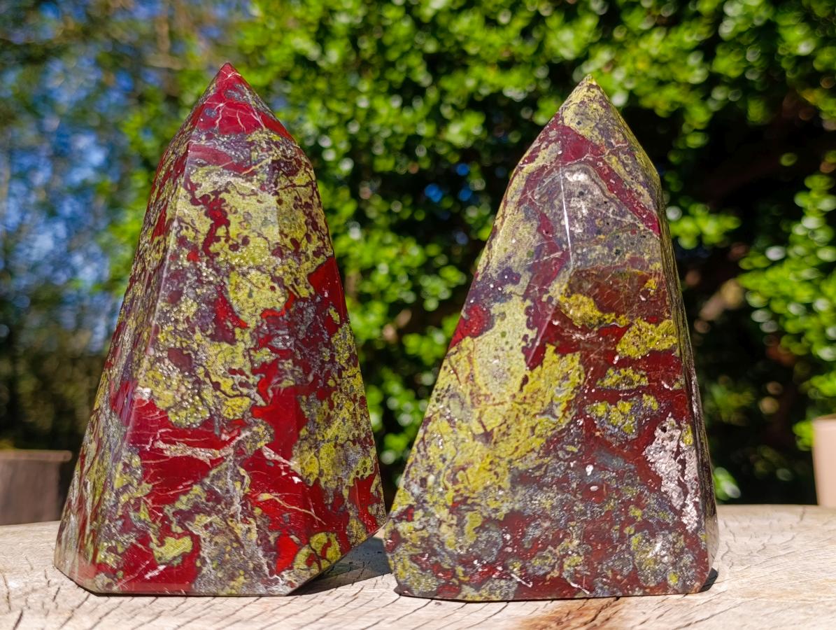 Polished Bastite Dragonsblood Stone Display Crystals x 2 From Tshipise, South Africa - Toprock Gemstones and Minerals 