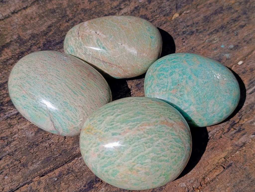 Polished Amazonite Palm Stones x 12 From Madagascar - Toprock Gemstones and Minerals 