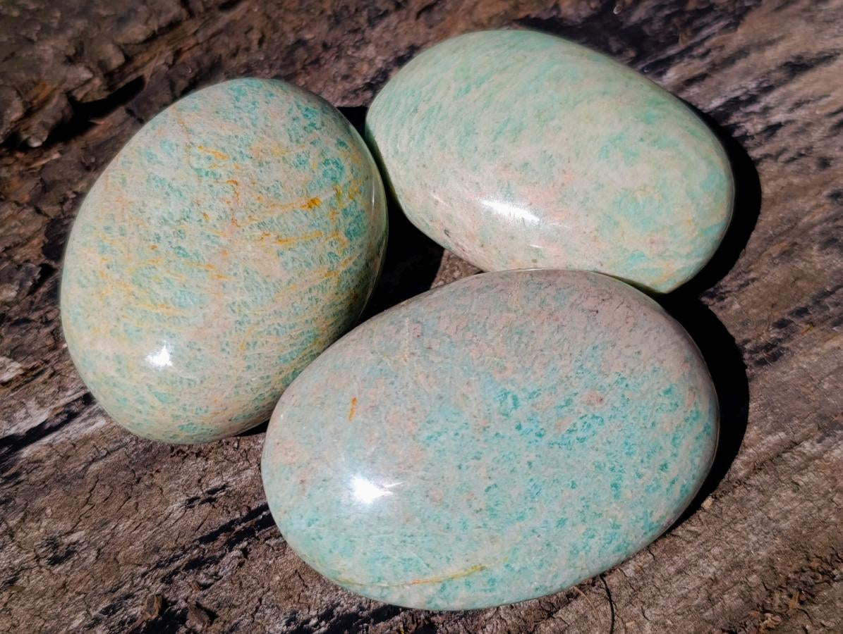 Polished Amazonite Palm Stones x 12 From Madagascar - Toprock Gemstones and Minerals 